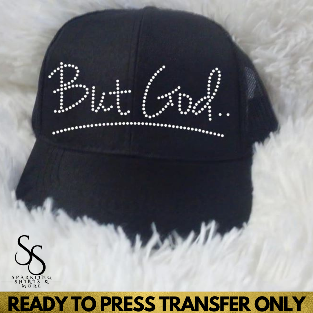 But God Text (Pocket) Religious Rhinestone Transfer