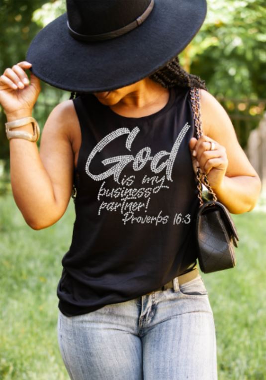 God Is My Business Partner Rhinestone Transfer