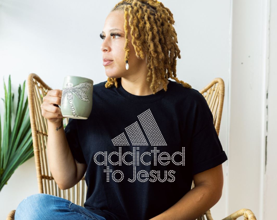 Addicted To Jesus Rhinestone Transfer