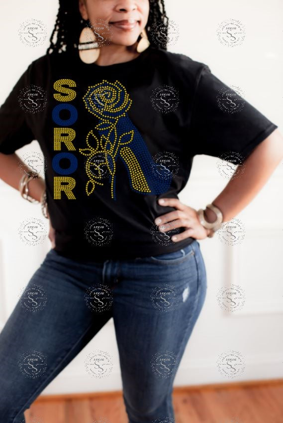 Soror Rose Heel Rhinestone Transfer