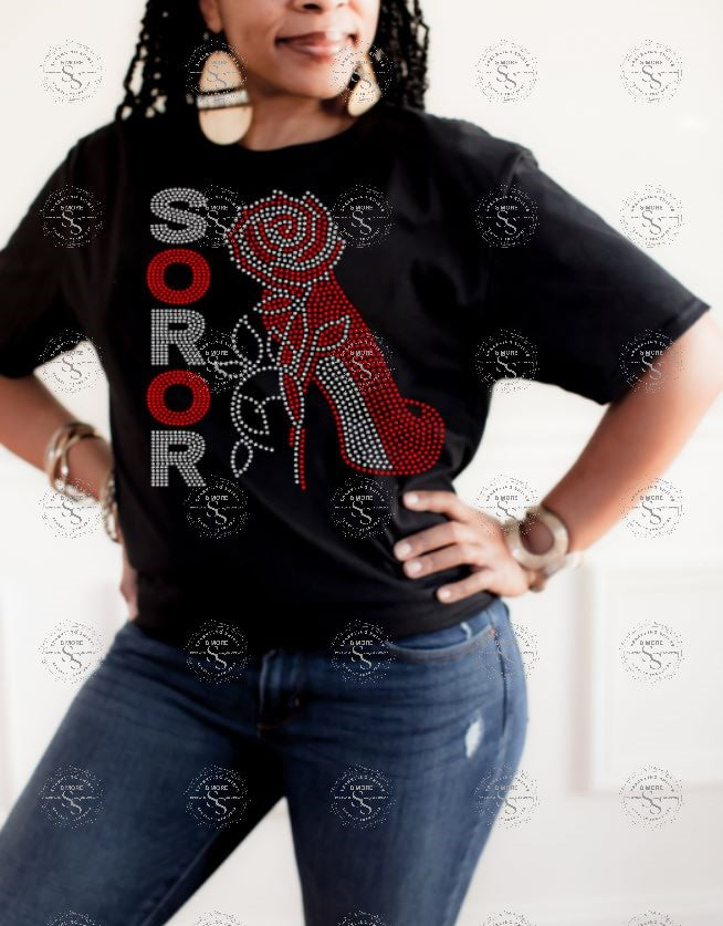 Soror Rose Heel Rhinestone Transfer