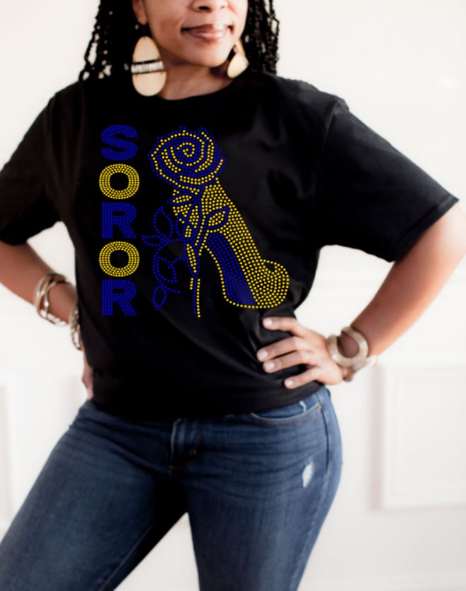 Soror Rose Heel Rhinestone Transfer
