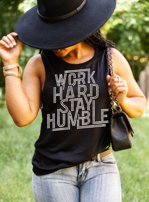 Work Hard Stay Humble Rhinestone Transfer