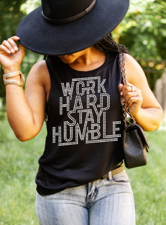Work Hard Stay Humble Rhinestone Transfer