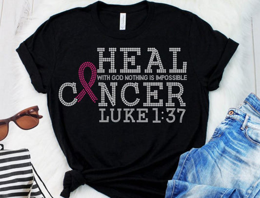 Heal Cancer Rhinestone Transfer