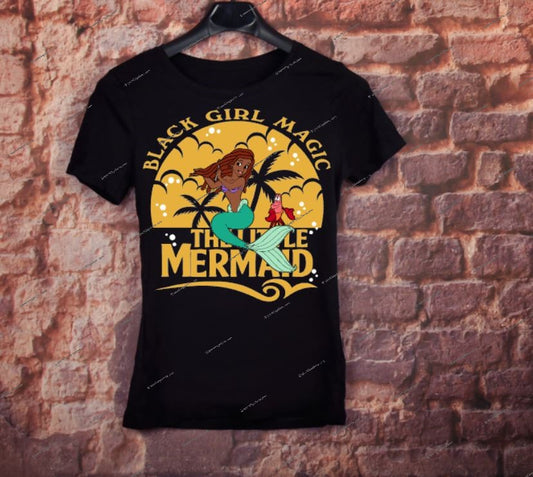 BlackArielMermaid Cartoon Screen Print Transfer