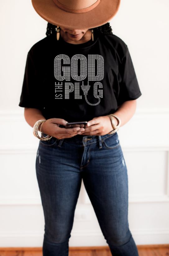 GOD Is the Plug Rhinestone Transfer