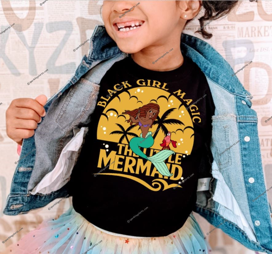 BlackArielMermaid Cartoon Screen Print Transfer